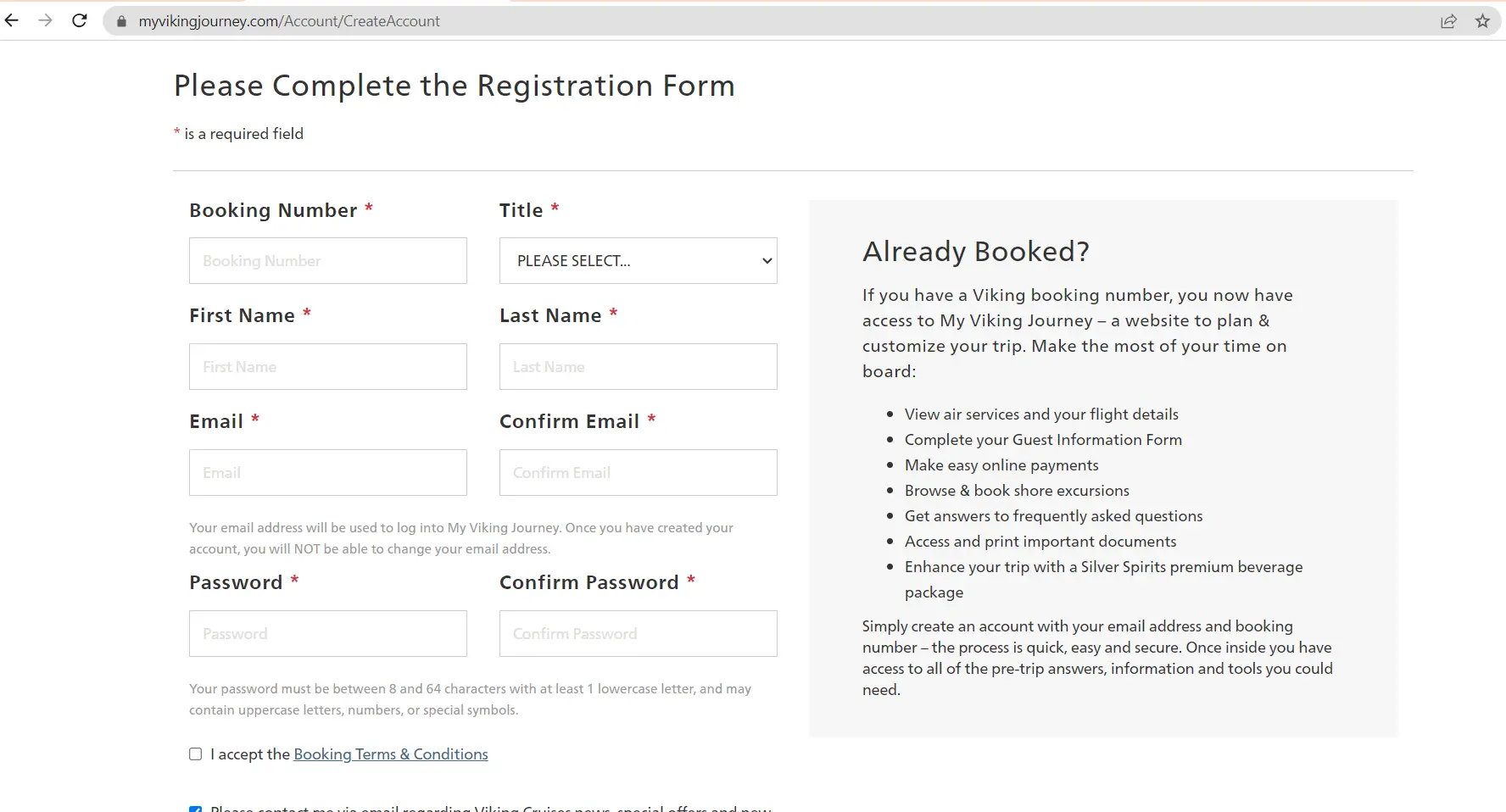 myviking journey registration form